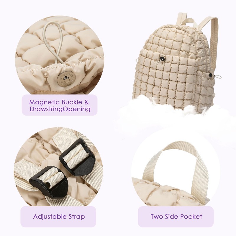 CORALDAISY Quilted Backpack for Women Lightweight Puffer Backpack, Hiker Pack