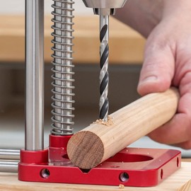 Guía de Taladro, Guía de Taladro de Línea Automática, Localizador de Punzón Recto Ajustable para Herrajes para Muebles de Carpintería, Rojo