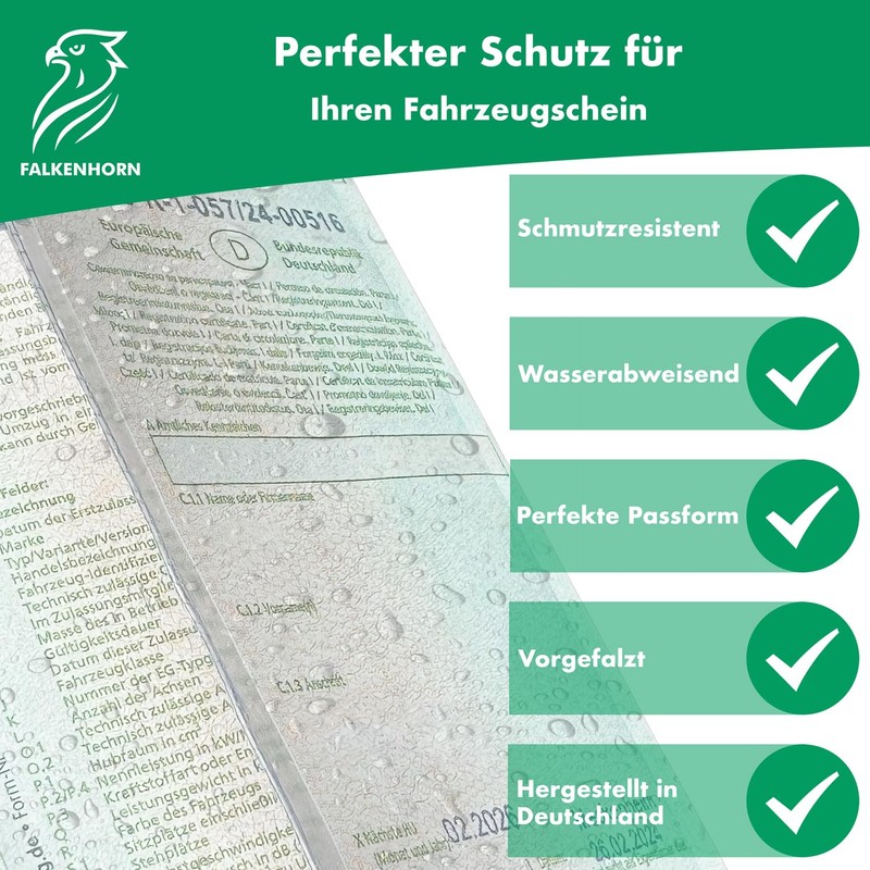 Falkenhorn® Vehicle Registration Document Cover - Transparent Car Registration Document