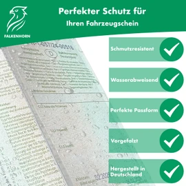 Falkenhorn® Vehicle Registration Document Cover - Transparent Car Registration Document Cover - 3-Piece Protective Cover for Vehicle Registration Certificate - Pack of 2 - Crystal Clear & Document
