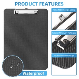 Juvealoe Carbon Fiber Clipboard 8.5 x 11, Black 3K Twill Matte, Low Profile Clip, Letter Size for Classroom, Teacher, Students, School, Office Supplies & Outdoor Products
