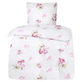 Moon - Rosemarie Bed Linen Set 135 x 200 / 80 x 80 cm - Elegant Floral Pattern - 100% Cotton - Premium Quality with Zip