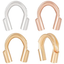Beebeecraft 120 Stück/Box 3 Farben Drahtwächter U-Form Drahtschutzschlaufen Vergoldetes Messing Fadenschutz Für Schmuckherstellung Armbänder Halsketten (Loch: 0.6 mm)