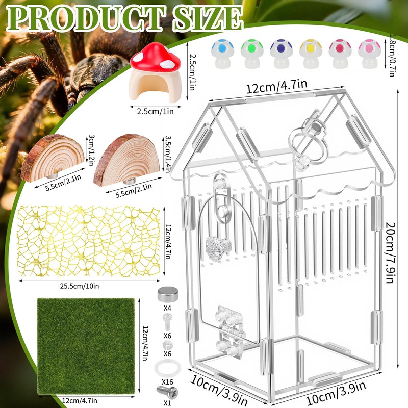 Hysagtek Jumping Spider Enclosure, Acrylic Arboreal Tarantula Enclosure Small Reptile