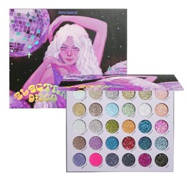 KARA BEAUTY ELECTRIC DISCO Paleta de sombra de ojos con purpurina – Paleta de maquillaje con purpurina prensada de 30 colores para cara, cuerpo y ojos
