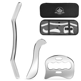 Set de herramientas de raspado Gua Sha de acero inoxidable 3 en 1, herramientas de raspado de metal