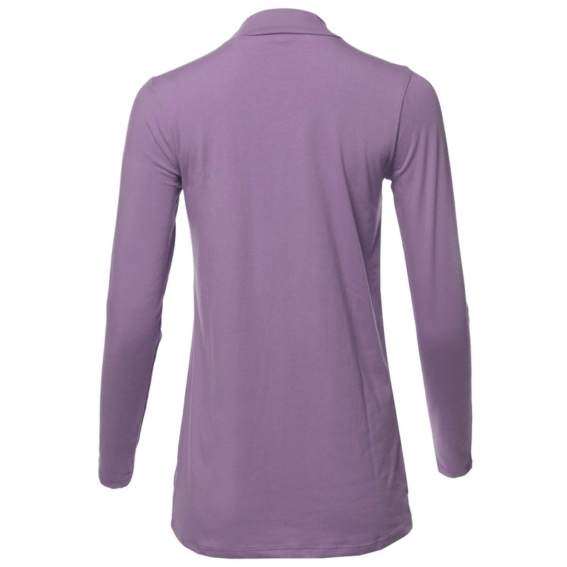 A2Y Basic Solid Soft Cotton Long Sleeve Mock Neck Top