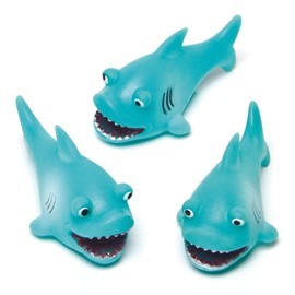 Baker Ross AG648 Shark Wasserspritzer, Verschiedene schwimmende Gummibadespielzeuge ideal für Babybadezeit, Poolspielzeug oder Wasseraktivitäten (4 Stück), Sortiert