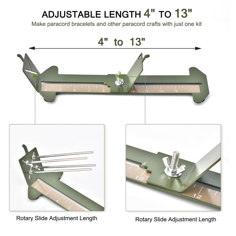 MONOBIN 2 in 1 Paracord Metal Jig, Adjustable Length para