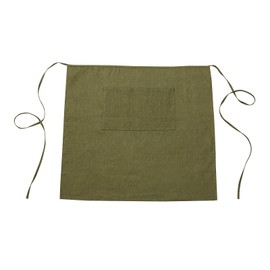 HSOFTIFY 100% Linen Bistro Half Apron, Waist Apron With 2 Pockets For Women Men Waitress Server Cooking Kitchen Restaurant Teacher, Army green