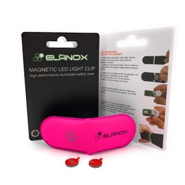 Elanox LED clip for high visibility for all outdoor activities as well as for child safety backpack, sports bag, bicycle clothing, pink