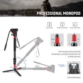NEEWER 71.6" Pro Camera Monopod with Feet, Carbon Fiber Telescopic Video Monopod with QR Plate Compatible with DJI RS Gimbals, Removable Base for Camera Camcorder, Max Load 13.2lb/6Kg, TP71