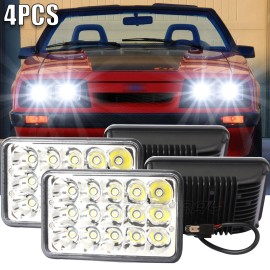 CHUSYYRAY 4x For Ford Mustang 1979-1986 DOT 4x6" Square LED Headlights Hi/Lo Beam S+
