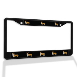 Metal Insert License Plate Frame Pembroke Welsh Corgi Dog B Weatherproof Car Accessories Black 2 Holes Solid Insert