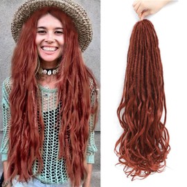 24 Inch Loose Wave Dreadlock Extensions 10 Strands Double Ended French Curly Synthetic Dreadlock Extensions 0.6CM Thin Soft Locs With Curly Ends Crochet Dreads for Black Women （350#）