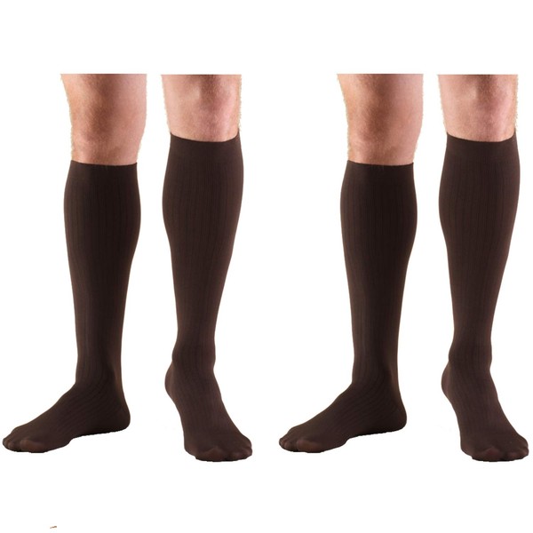 Truform Compression 8-15 mmHg Knee High Dress Style Socks Brown, X-Large, 2 Count