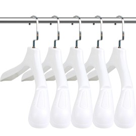 DEDU Suit Hangers for Men 10 Pack, Sweater Hangers No Shoulder Bump Non Slip Width 17.7", Plastic Clothes Hangers White with Metal Hook