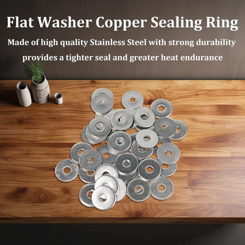 Runseaway 60PCS M3 Flat Washer Stainless Steel Sealing Ring, Inner