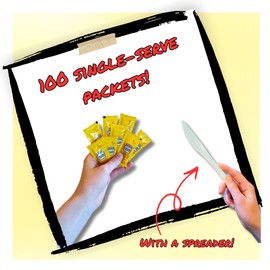 Gift Set – Yellow Mustard Packets 100 Count (5.6g Each) with Spreader in Resealable Slide Seal Bag by CMC Products (100 Packets, Mustard)