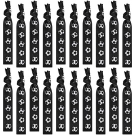 Hanaive 20 Pcs Soccer Hair Ties Elastic Ponytail Holders Football No Crease Ribbon Party Accessories for Girls Women Team Members(Black)
