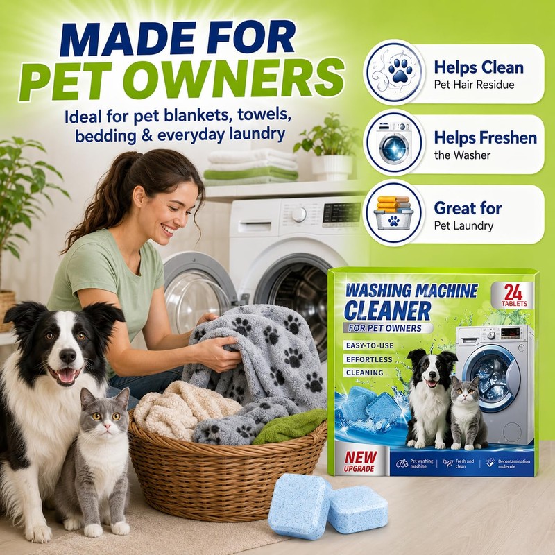 Enzyme Washing Machine Cleaner Tablets for Pet Owners, [2X Power]