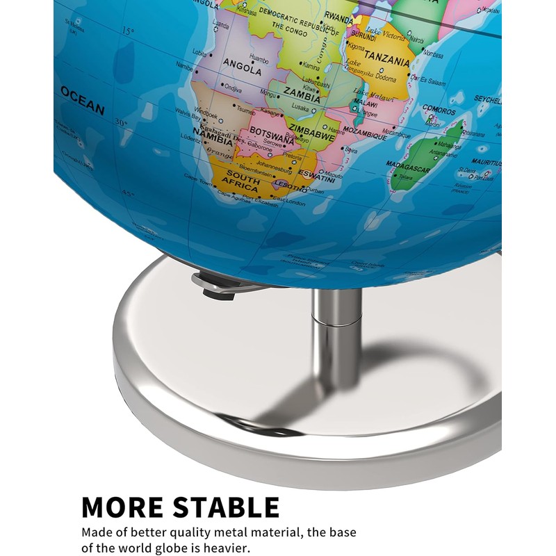 Waldauge Illuminated World Globe with Stand, 9" Earth Globes with