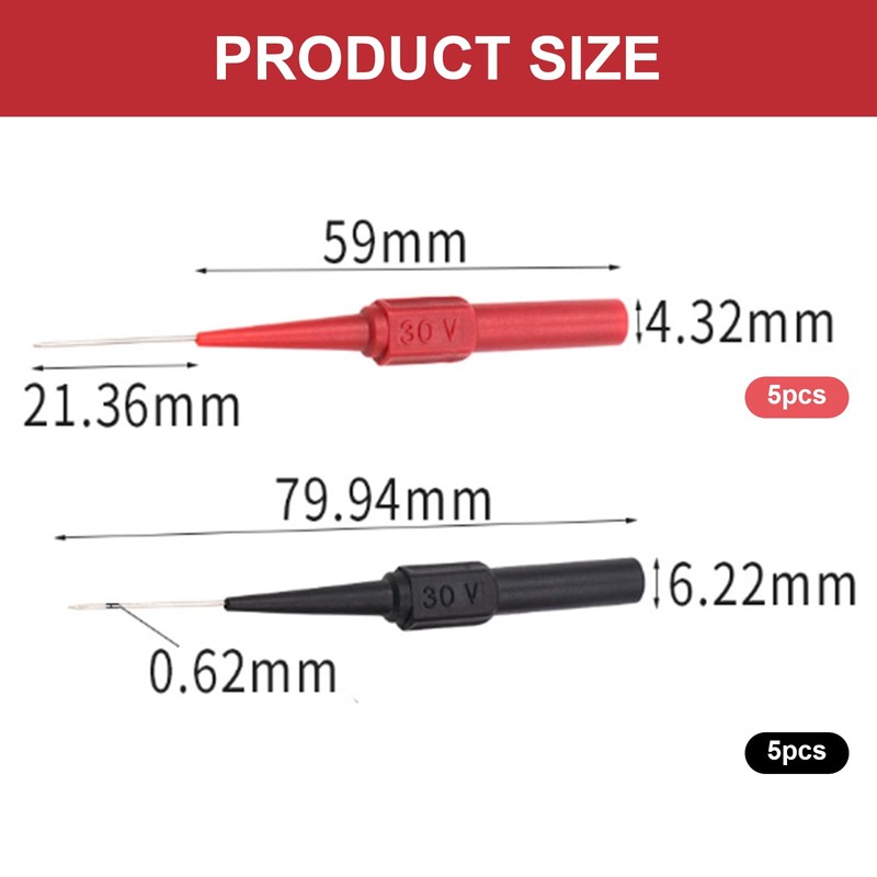 Back Probe Kit, 10 PCS Needle Test Probes, 0.7mm Insulation