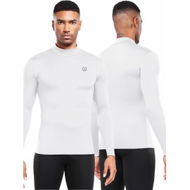 NELEUS 4 Pack Men's Workout Shirts Compression Dry Fit Long Sleeve Shirts,Mock Neck,5024,Black,Grey,Navy,White,US M