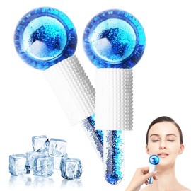 GeeRic 2 Un Rodillo Facial Ice Globes,Masaje de Hielo Bola,Bola de Belleza de Hielo Facial, Masajeadores Faciales Para Piel Fría,Educe la Hinchazón y 