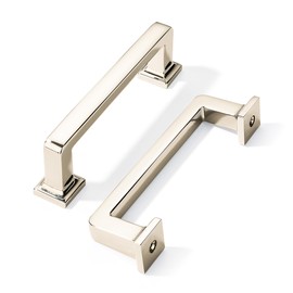 khtumeware 10 Pack Polished Nickel Cabinet Pulls, 3-3/4 Inch(96mm) Hole Centers Cabinet Handles Kitchen Hardware Straight Bar for Cabinets and Drawer Pulls