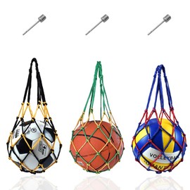 YDHfdc 3 Pieces Ball Net Bag Portable Football Net Bag Ball Net 1 Ball Basketball Net Bag Volleyball Net Bag with 3 Ball Needles for Basketball, Football, Volleyball