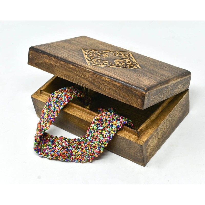 Ajuny Jewellery Box Indian Handmade Country Style Wooden, Storage Box