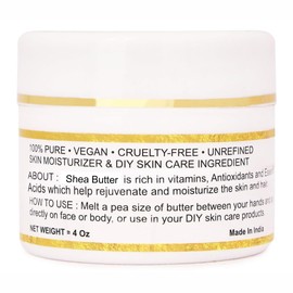 Organic Raw African Shea Butter 100% Pure,Natural & Unrefined| Skin Moisturizer For Face, Body & Hair| 4 OZ/115 GM Ivory/White Grade A | DIY Creams, Balms, Lotions, Soaps| Moisturizes Dry Skin