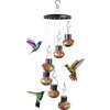 Solar Wind Chimes Hummingbird Feeder for Outdooors, Red and Green