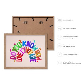 Poster Master Do You Know How Lovely You Are Poster - Typography Print - Positive Affirmations Art - Inspiring Quotes Art - Rainbow Art - Colorful Kid's Room or Nursery Decor - 11x14 Beige Framed