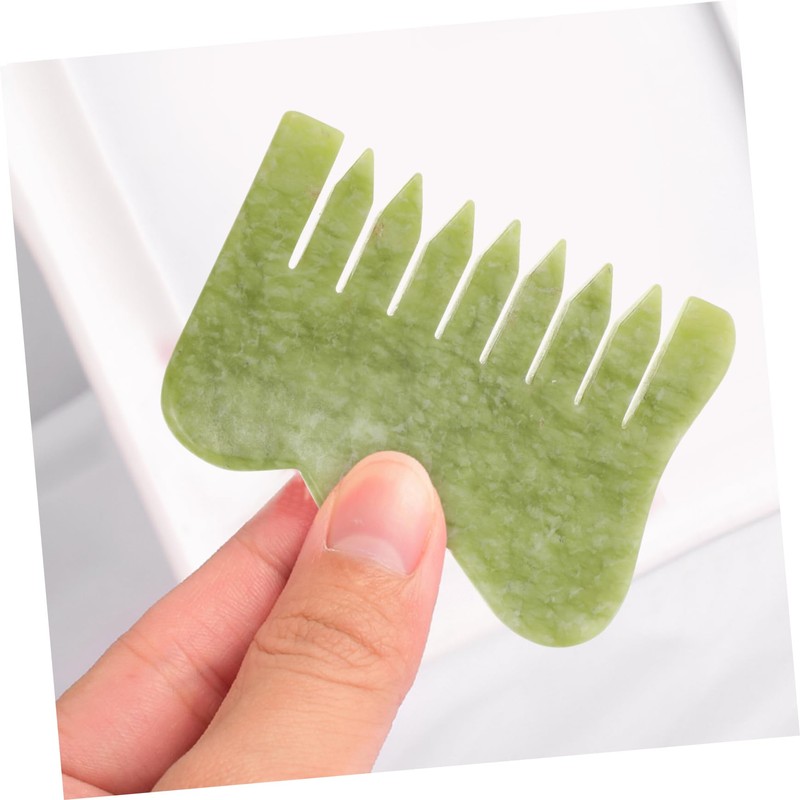 Healvian 1pc Natural Jade Massage Comb for Scalp Relief and