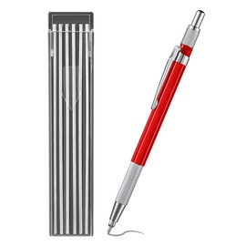Lrtzizy Welders Pencil with 12PCS Refills, Metal Marker Mechanical Welding Pencil Pipefitters, Fabrication, Red