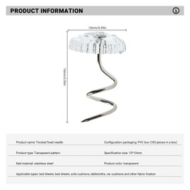 Bailinks Upholstery Pins with Clear Heads, Upholstery Tacks for Slipcovers and Bed Skirts, Ideal for Headliner Repair and Loose Drapery Projects (100PCS)