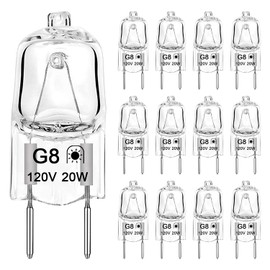 Gaormii G8 Halogen Light Bulbs 20W 120V Under Cabinet Puck Lighting Replacements, T4 JCD Type G8 2Pin Base, 2700K Warm White, Dimmable, Pack of 12