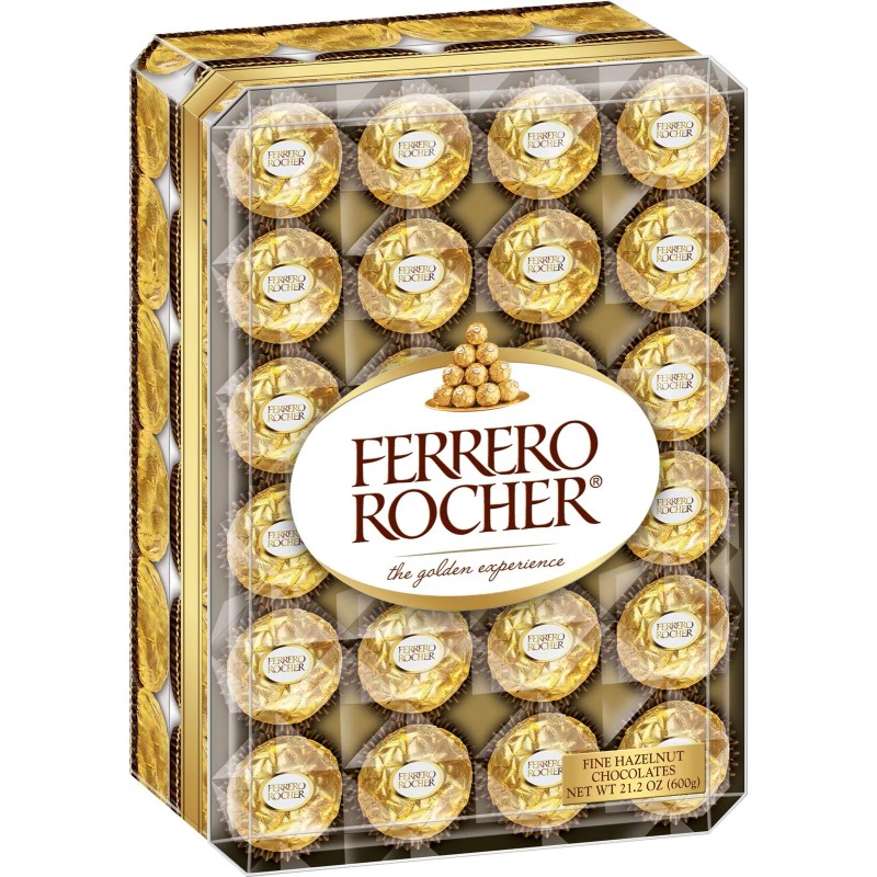 Ferrero Rocher Fine Hazelnut Chocolates, 48 Count Chocolate Gift Box,