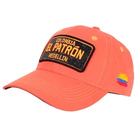 El Patron Unisex Neon Orange Rhinestone Black Medellin Colombia Baseball Cap, orange