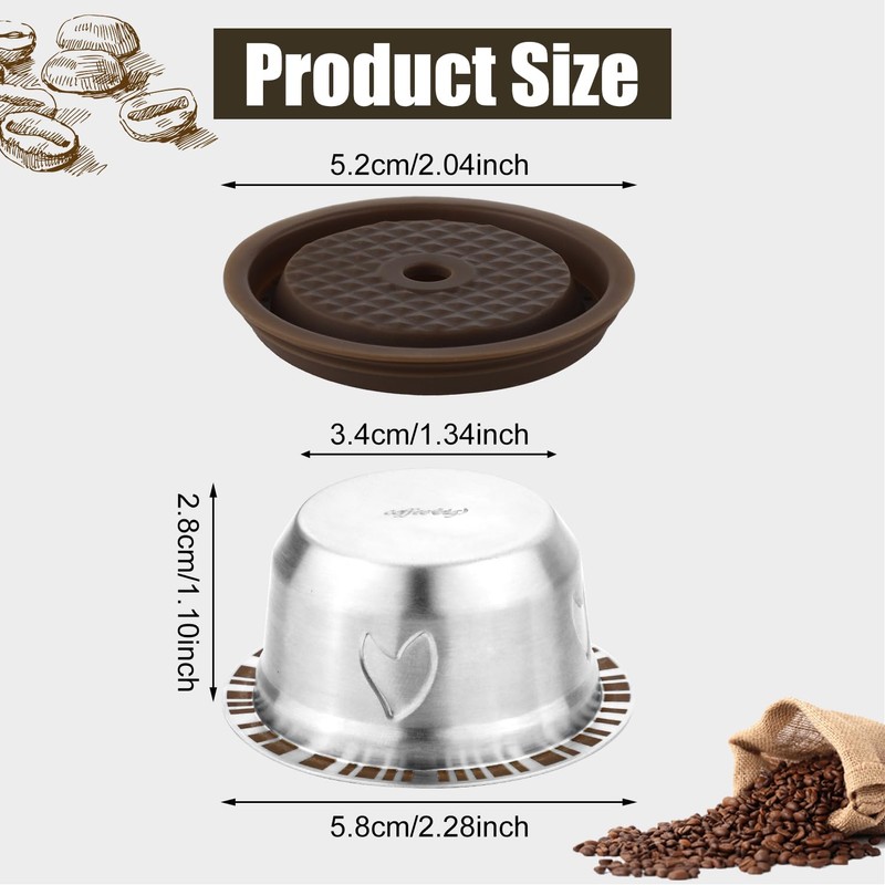 Reusable Pods for Nespresso Vertuo Machine, Stainless Steel 230ml Refillable