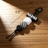 Lemua Black Mom Keychain Silicone Beaded Mama Keychain Checkered Accessories