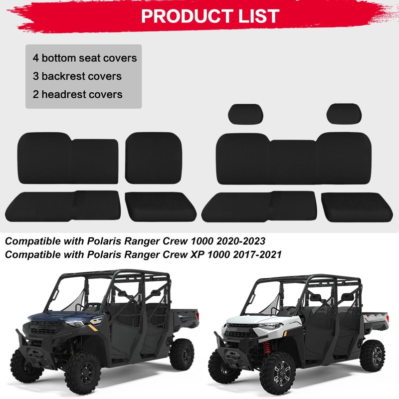 smotrcc Ranger 1000 Seat Covers with Headrest Covers - Waterproof