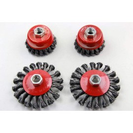 VEWERK 4PC Wire Cup & Wheel Brush Set - Steel Twist Knot 2130