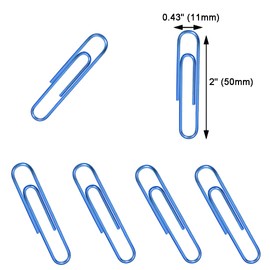 Vinaco Paper Clips, 50mm Paper Clips, Corrosion Resistant Vinyl Coated Paper Clips, Durable and Economical, Holds up to 30 Sheets Jumbo Paper Clips. Ideal for Home, School and Office