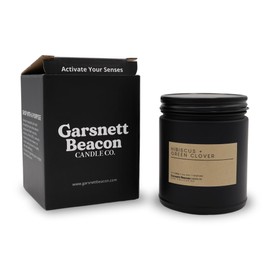 Garsnett Beacon Duo Candles | Hibiscus + Green Clover | Luxury Scented Matte Black Jar Soy Candle with Box | Hand Poured in The US | Highly Scented & Long Lasting