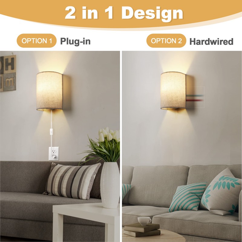 GOODATE Plug in Wall Sconces, Stepless Colors 2700K-6500K & Stepless