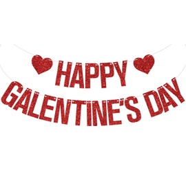 Red Glitter Happy Valentine's Day Banner, Be Mine/Marry Me?/Be My Valentine, Funny Valentine's Day Wedding Party Decorations Supplies