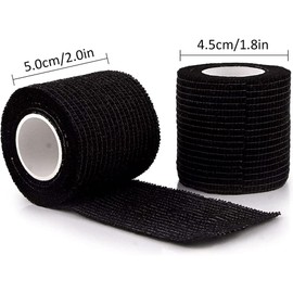 Tattoo Sensi Wrap Grip Cover Self Bandage Rolls Sports Adherent Tape 2 inch x 5 Yards, Pack of 6 (Black)